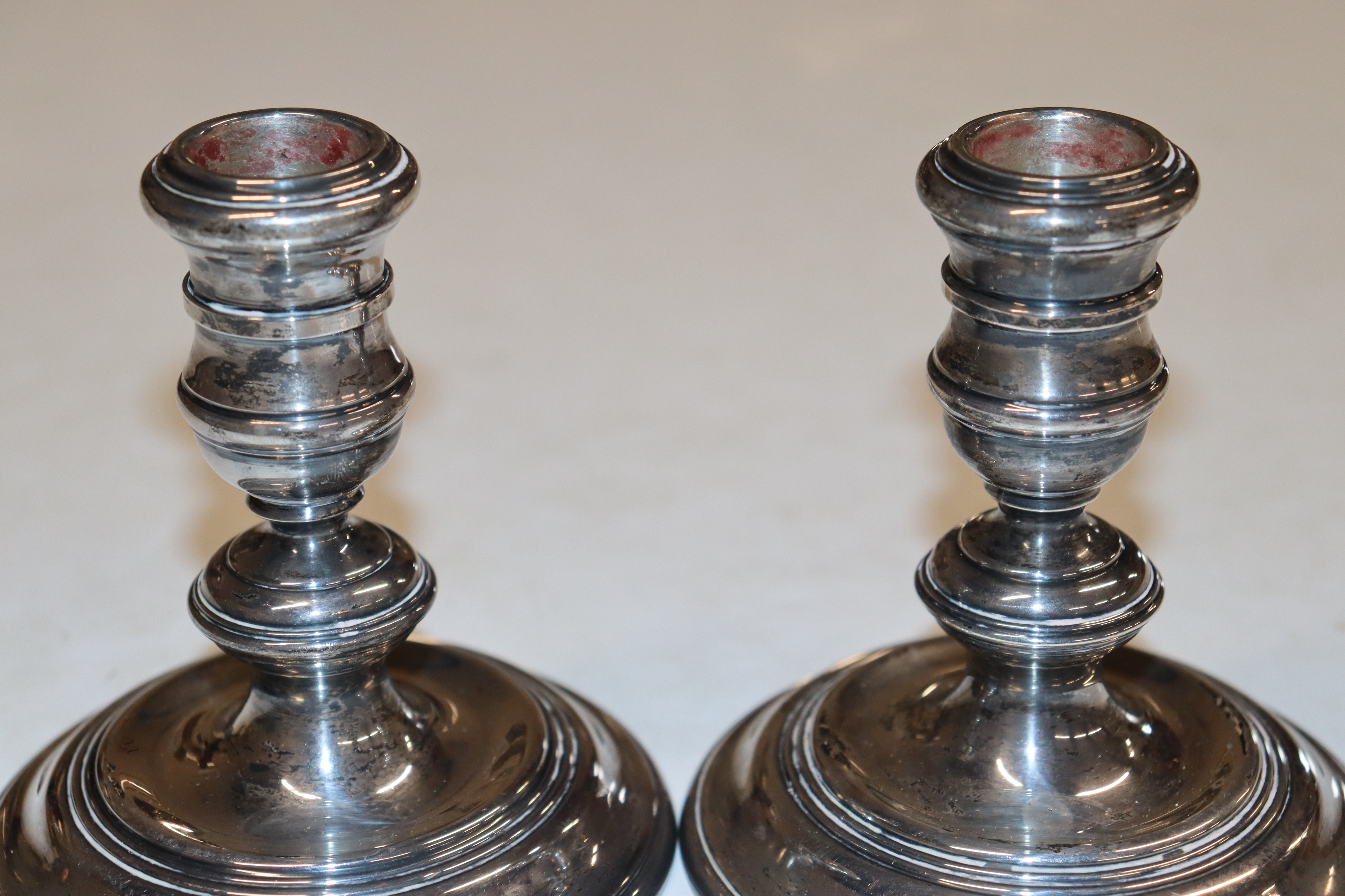 A pair of silver candlesticks with weighted bases - Image 4 of 5