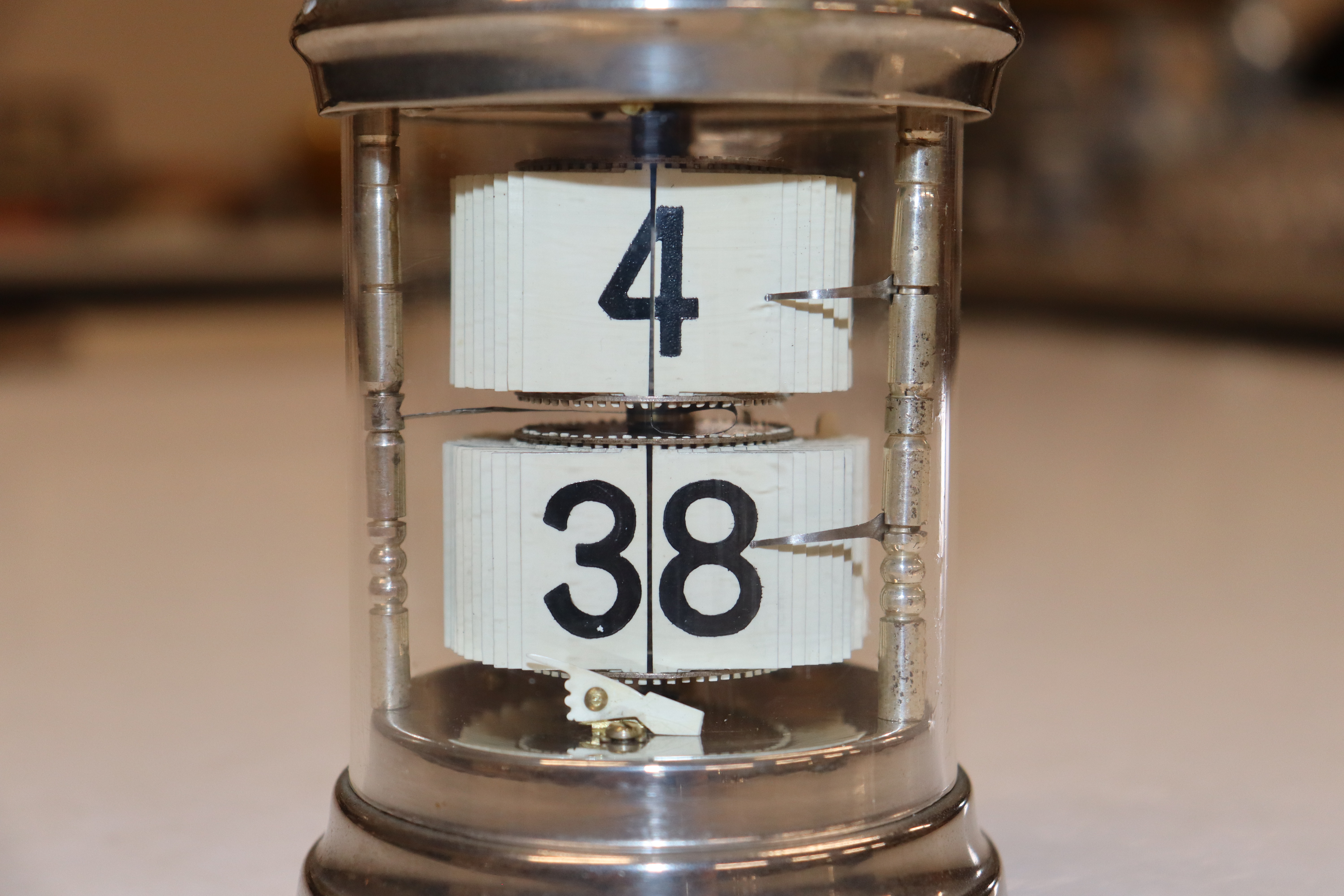 A mid-20th Century chrome plated clock of cylindri - Image 3 of 8