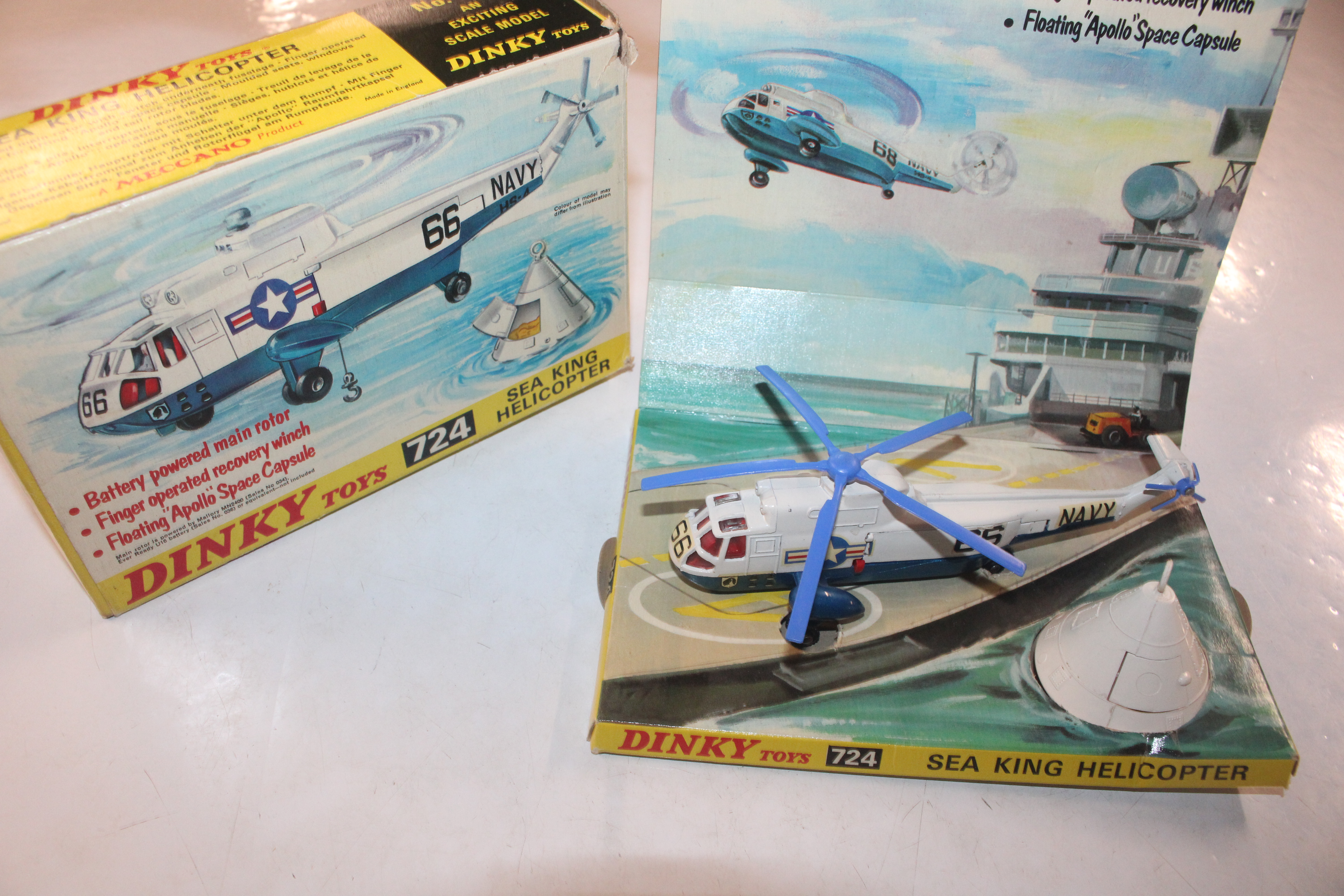 A Dinky toy 724 Sea King helicopter and box