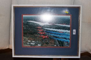 A framed and glazed coloured print "Red Arrows and