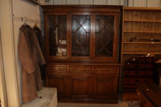 Period Oak Reproductions Ltd. bookcase raised on c