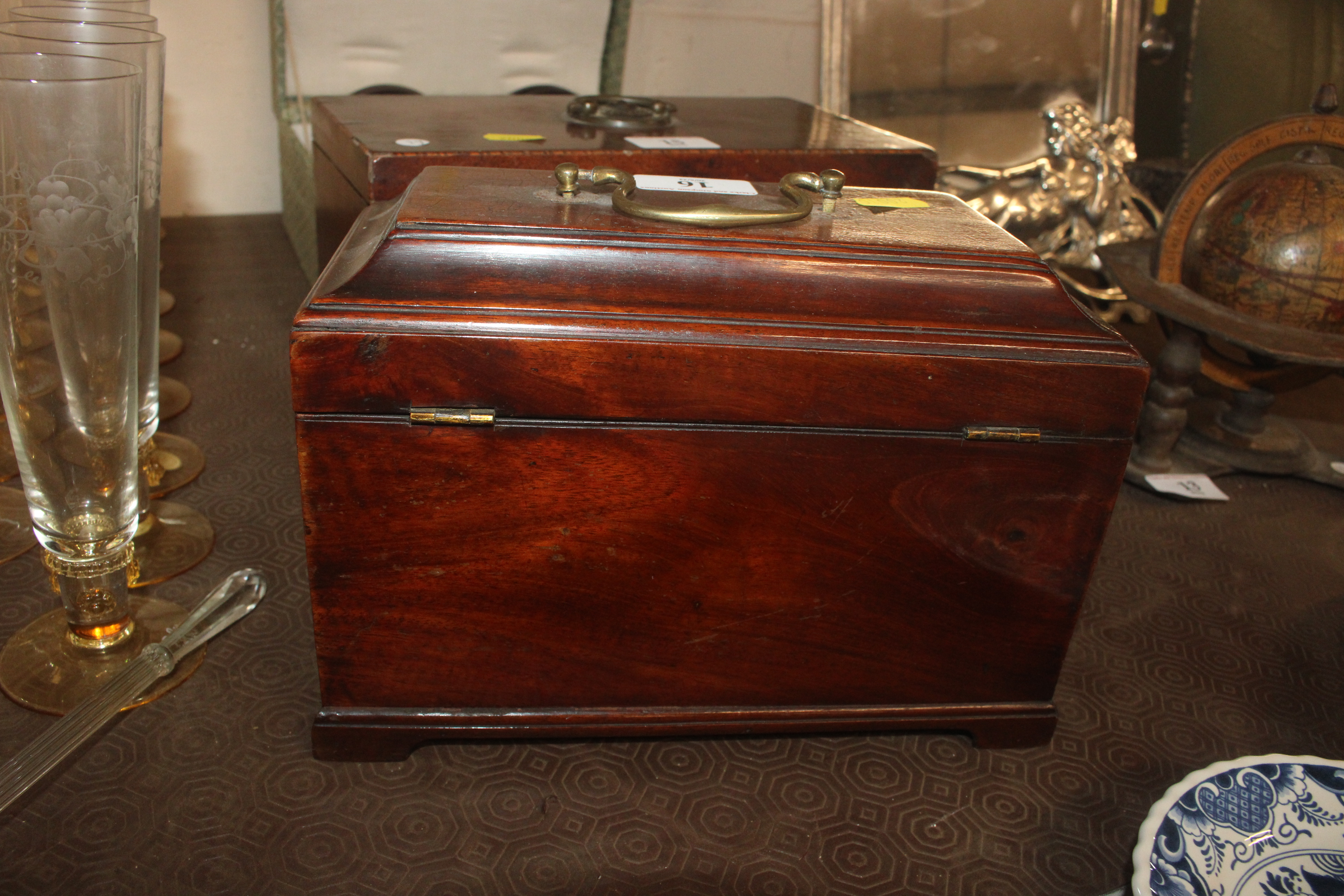 A George III mahogany tea caddy with secret compar - Image 7 of 14