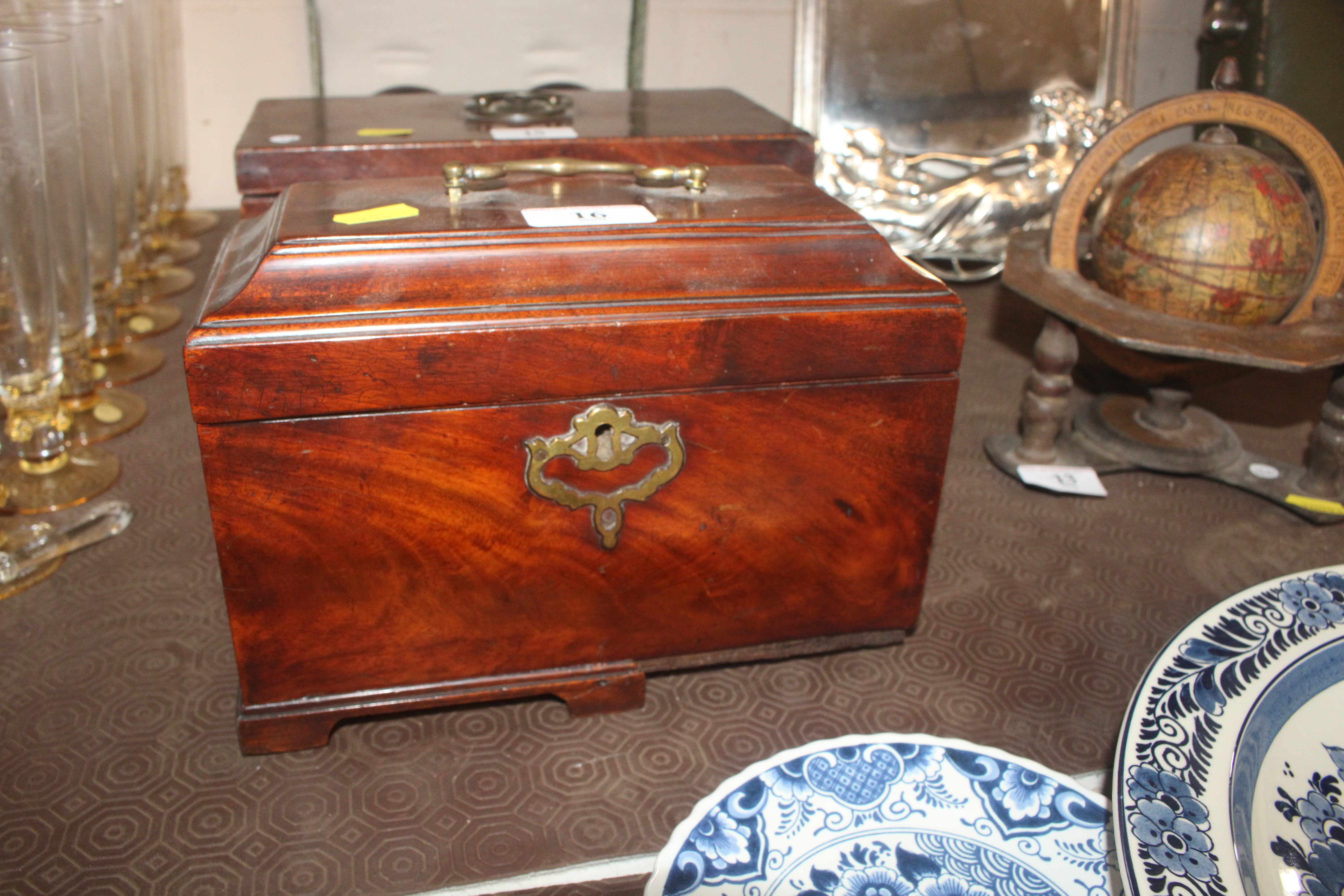 A George III mahogany tea caddy with secret compar - Image 3 of 14