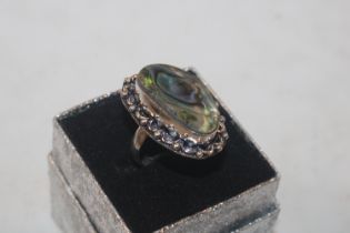 A 925 silver and abalone shell ring