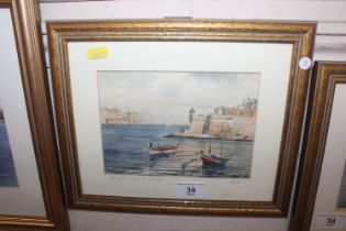 Joseph Galea, watercolour, signed and inscribed st