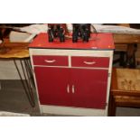 A vintage 1950's kitchen cabinet fitted two drawer