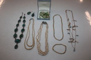 A 925 silver and turquoise necklace and matching e