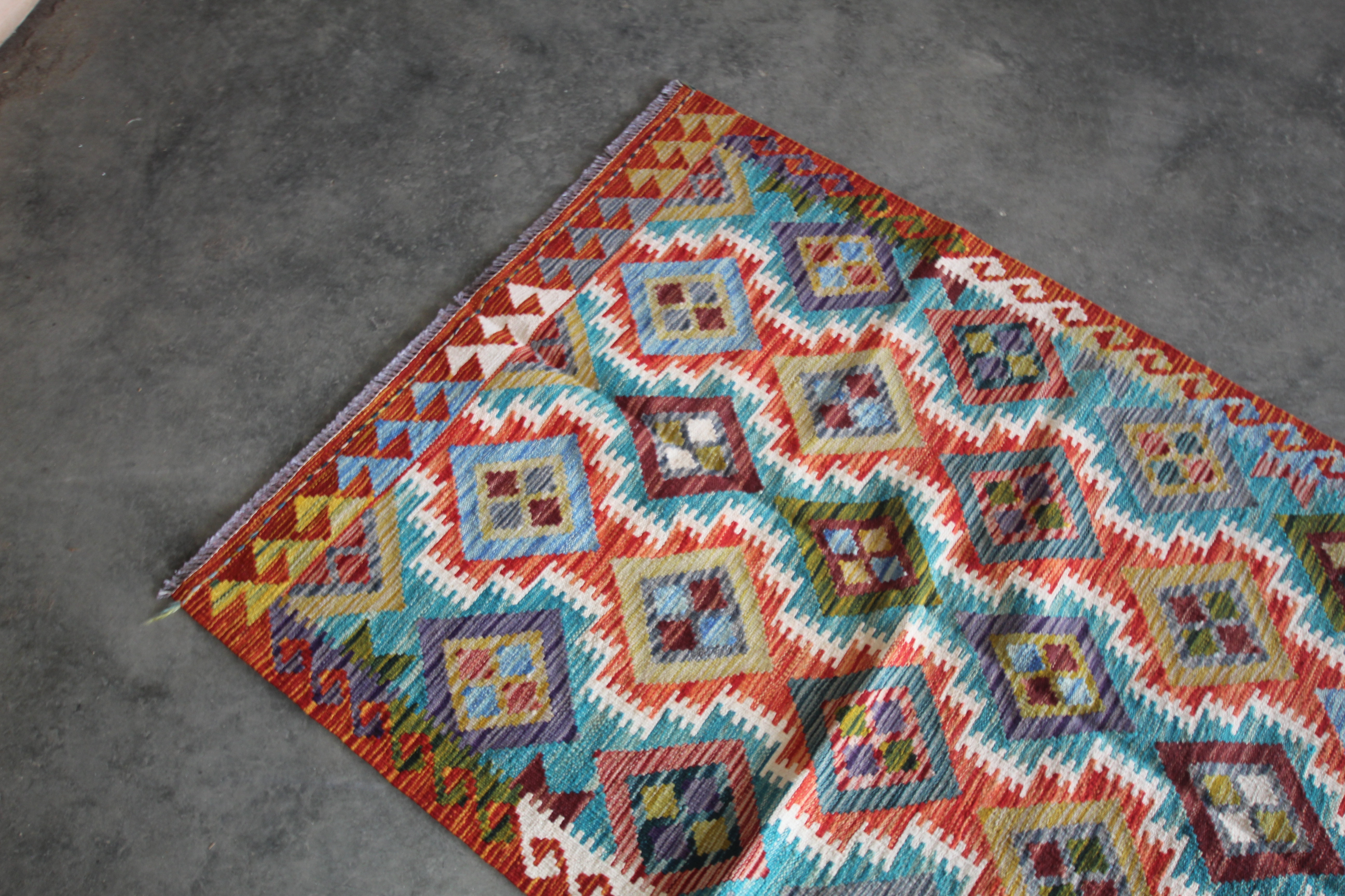 An approx. 4'10 x 3'3" Chobi Kilim rug - Image 3 of 4