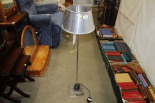 A table lamp with metal shade