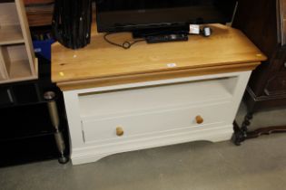 A part painted oak TV stand