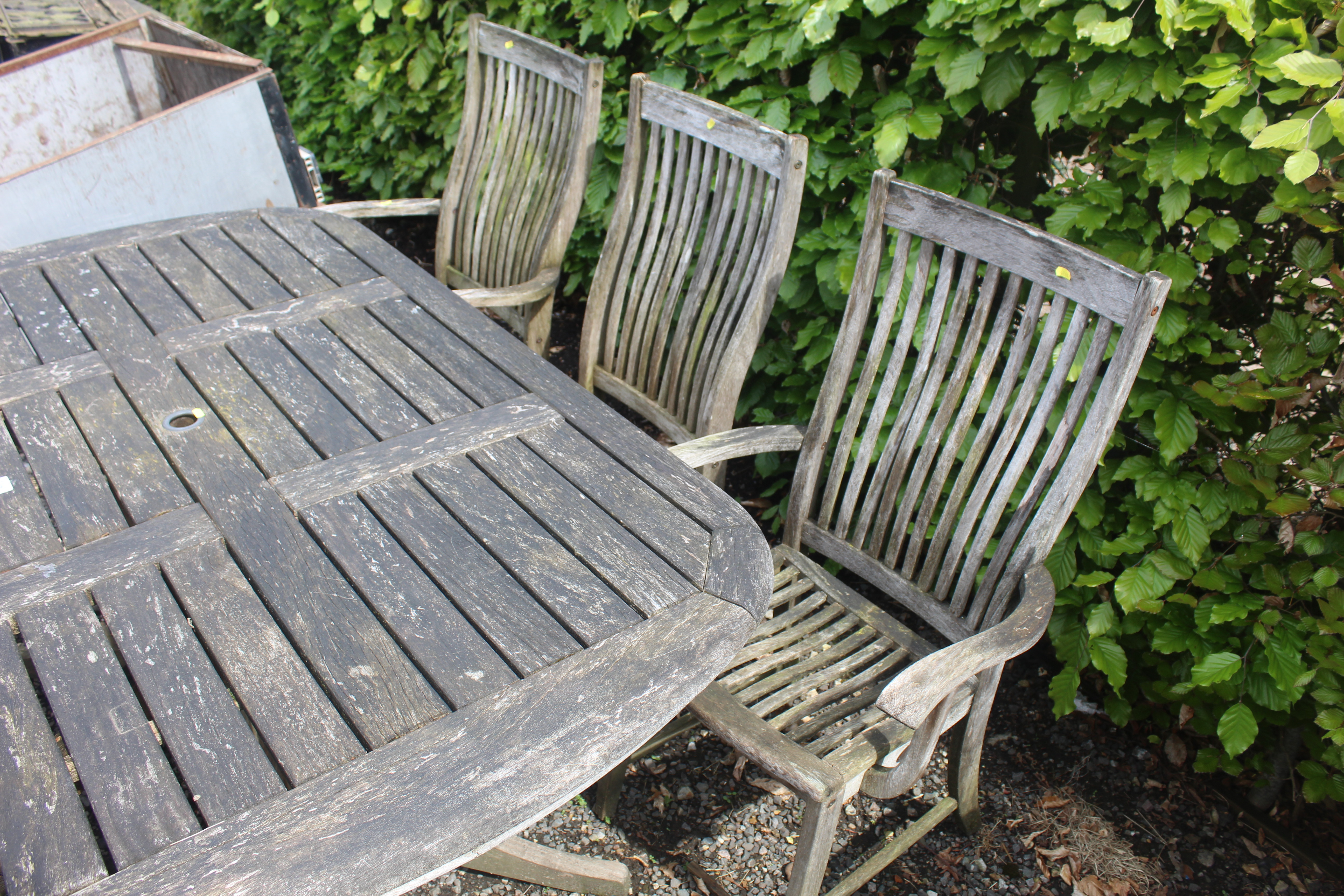 A hardwood garden table and set of six hardwood ga - Image 2 of 3