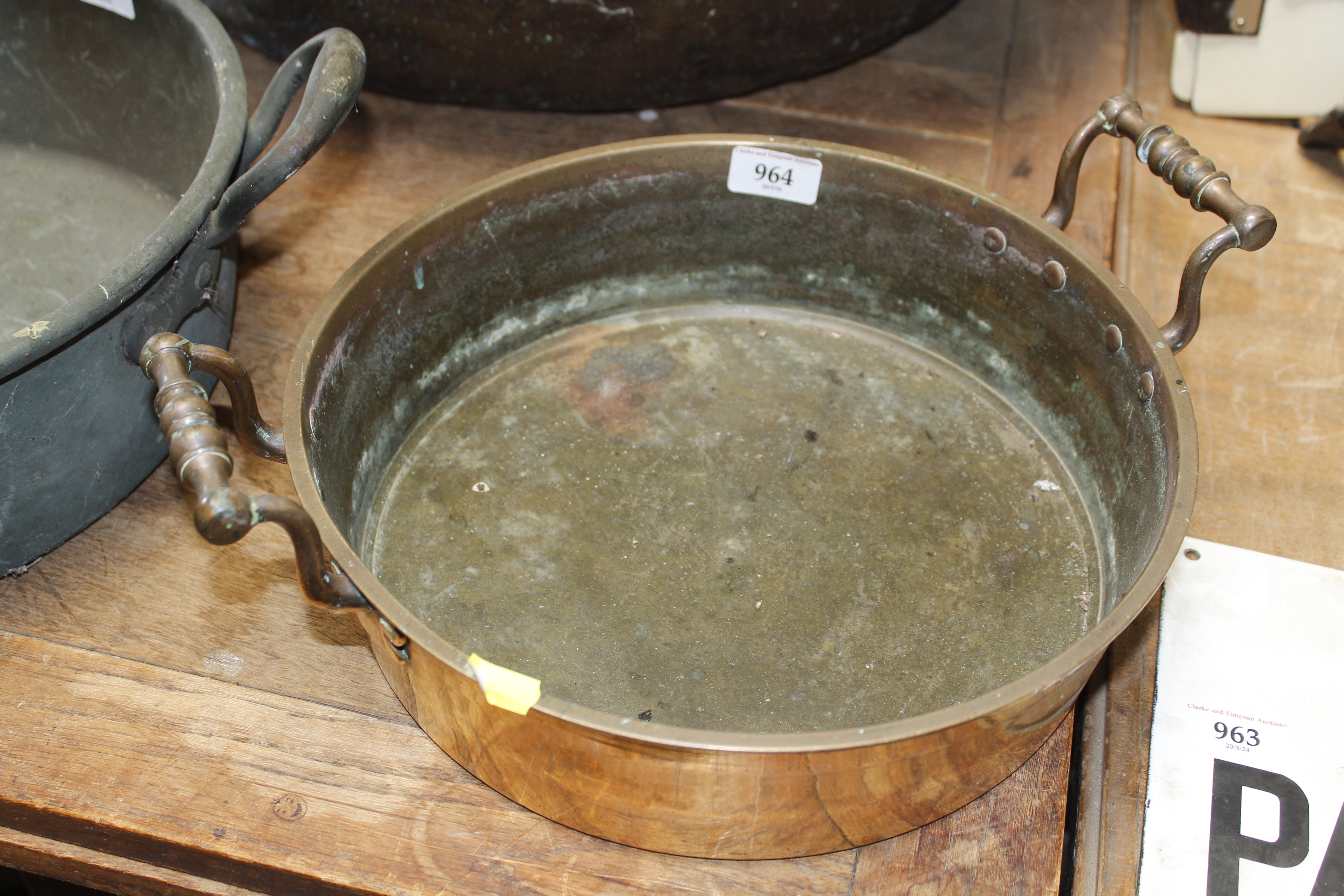 A brass preserve pan