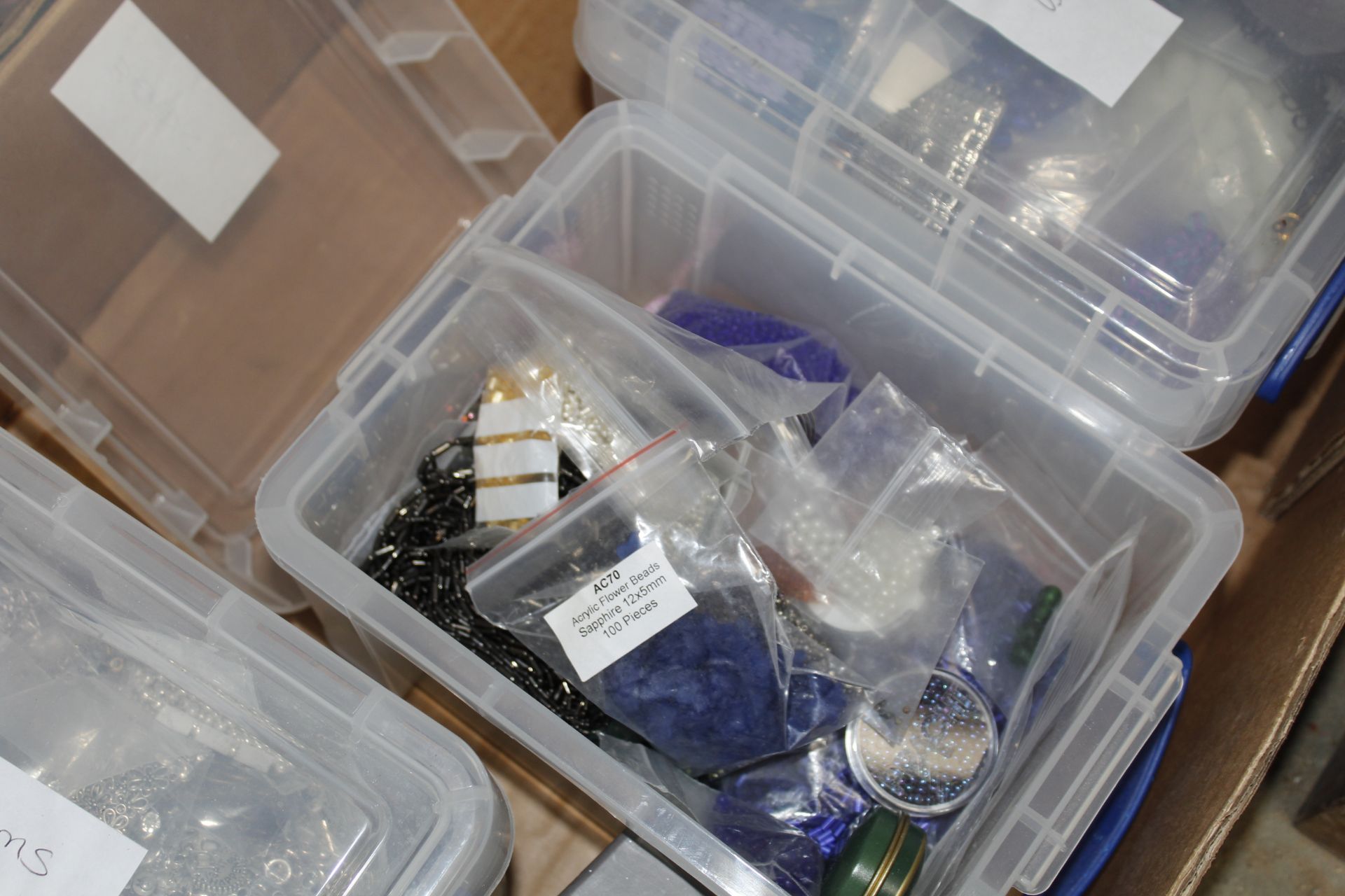 Two boxes of various costume jewellery, making ite - Image 2 of 4