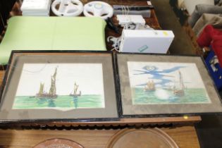 Two framed studies of sailing boats