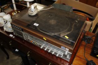 An Aiwa turntable and cassette desk