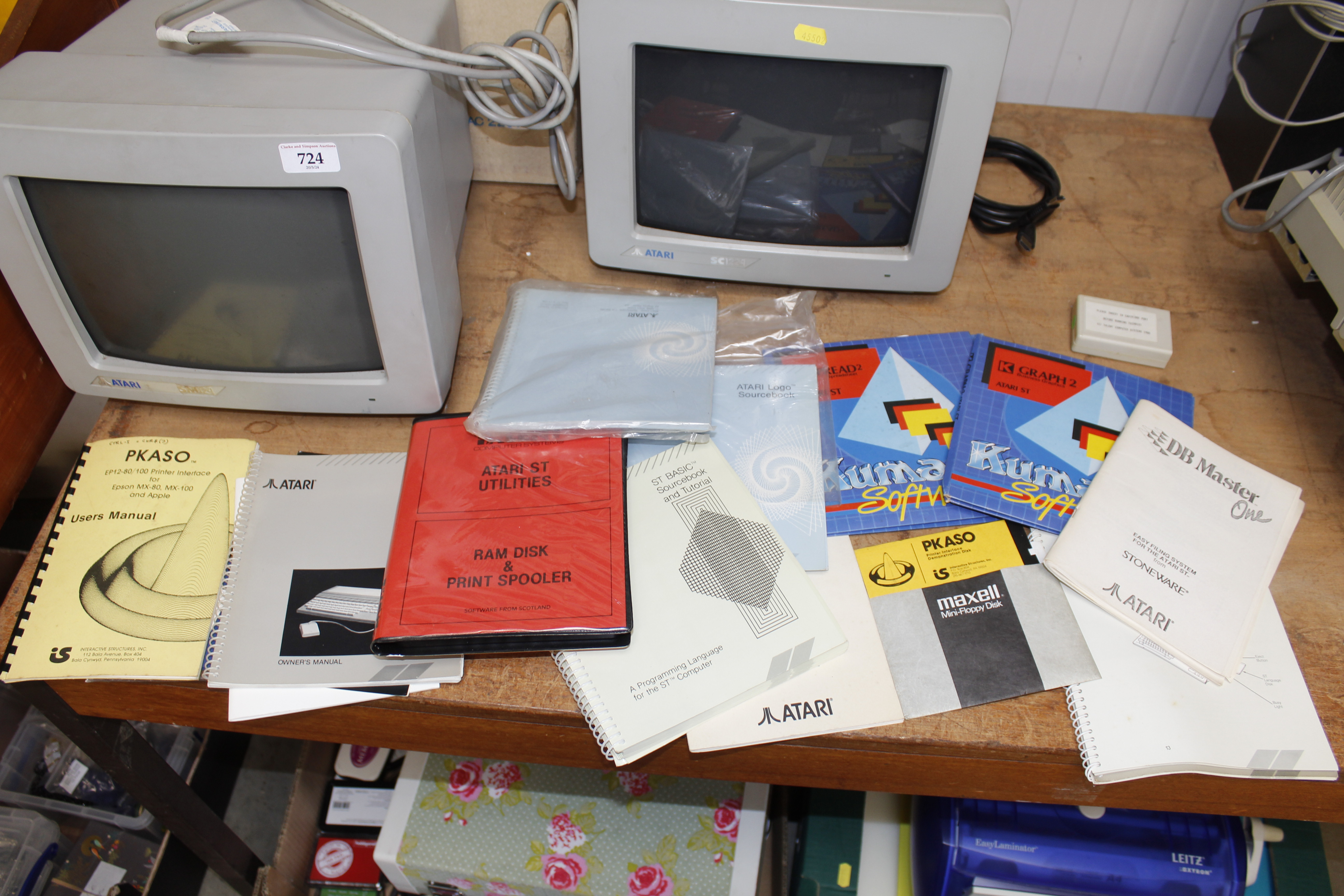 An Atari 1040STF computer with two monitors, boxes and manuals etc. - Image 8 of 8