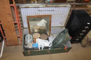 A travelling trunk and contents of a Christmas tre