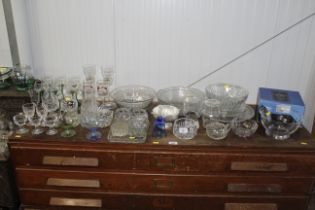 A collection of table glassware to include drinkin