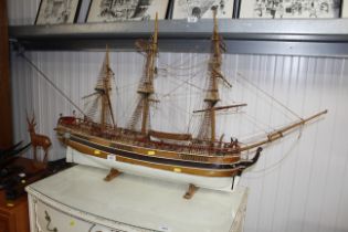 A model of a three masted sailing ship