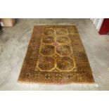 An approx. 7" x 4'5" patterned wool rug, AF