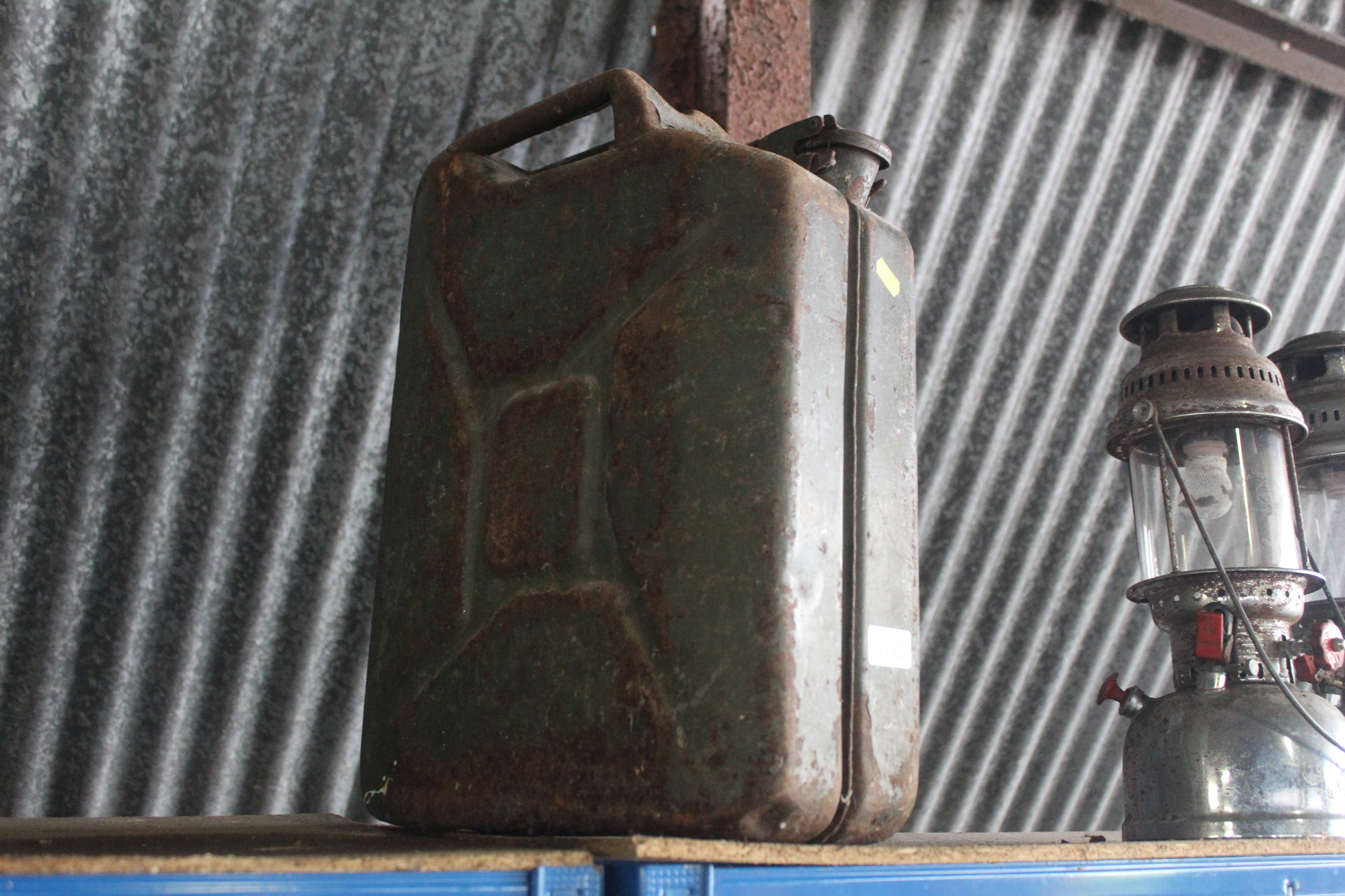 A metal 20L Jerry can