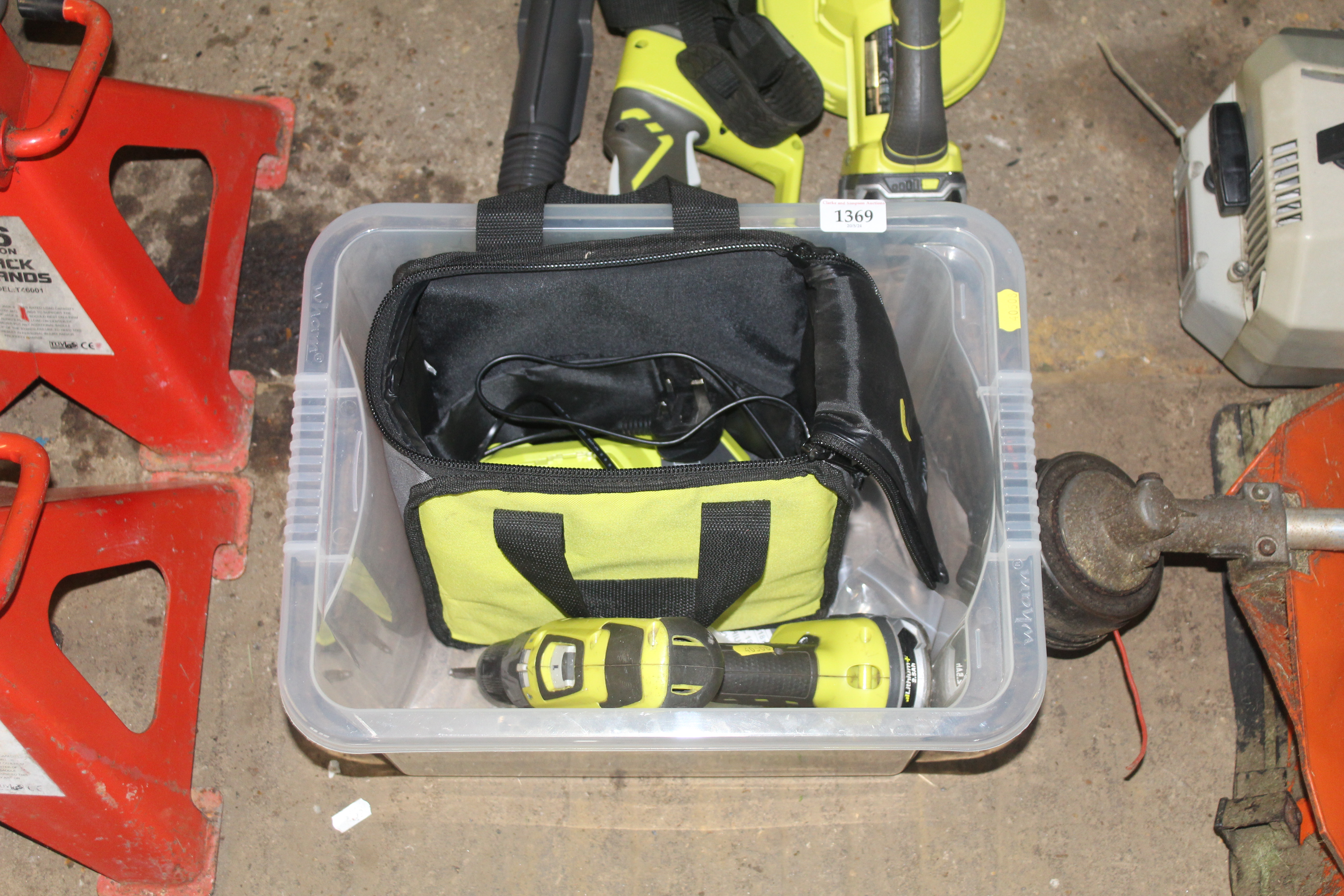 A quantity of cordless Ryobi units, a rotary hammer drill, Ryobi OPT1845 cordless hedge trimmer - Image 2 of 3
