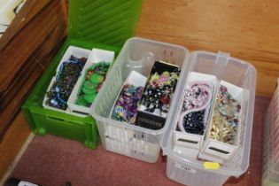 Three boxes of assorted costume jewellery, mainly