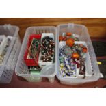 Two boxes of costume jewellery mainly bead necklac