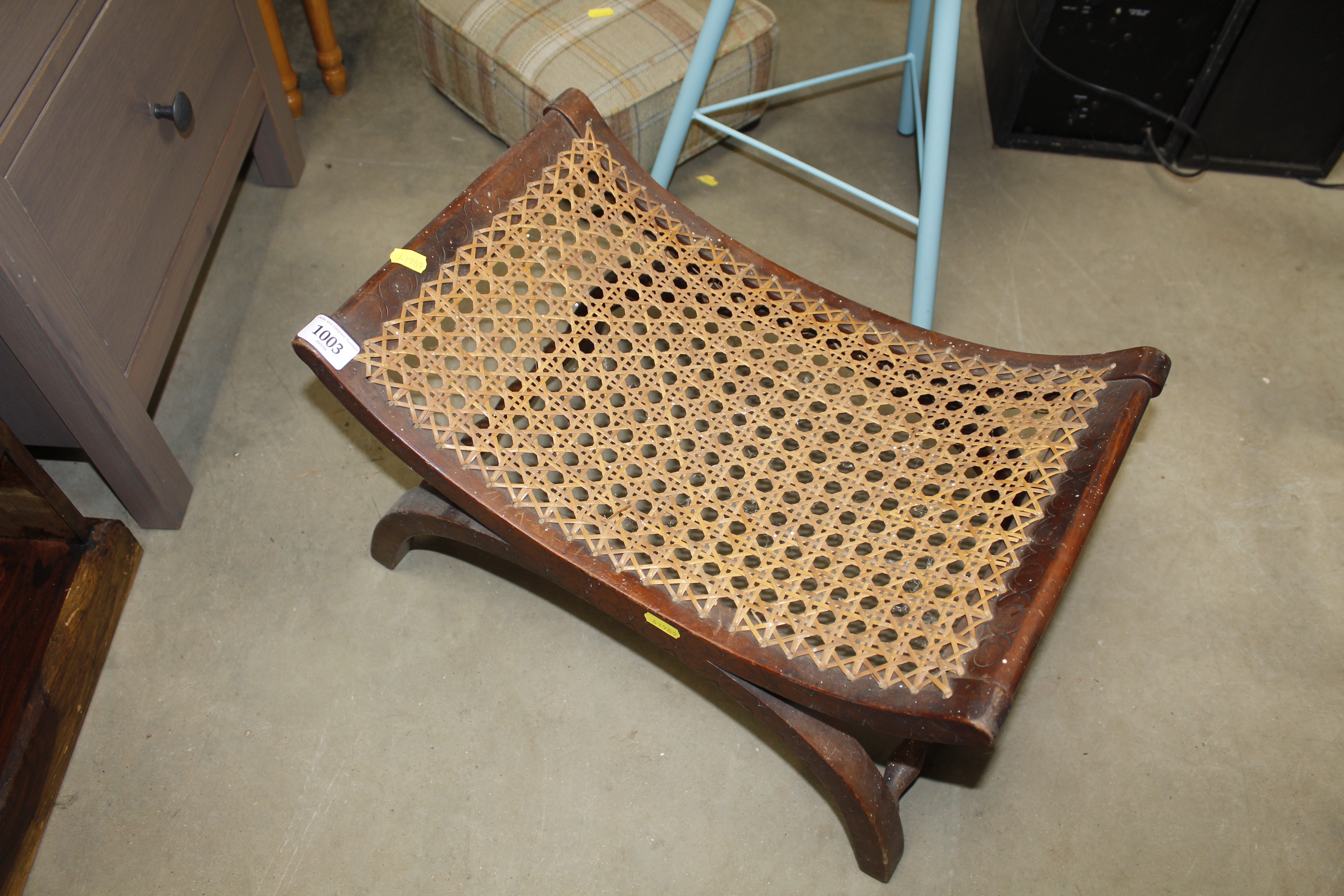 A 19th Century mahogany and cane seated stool