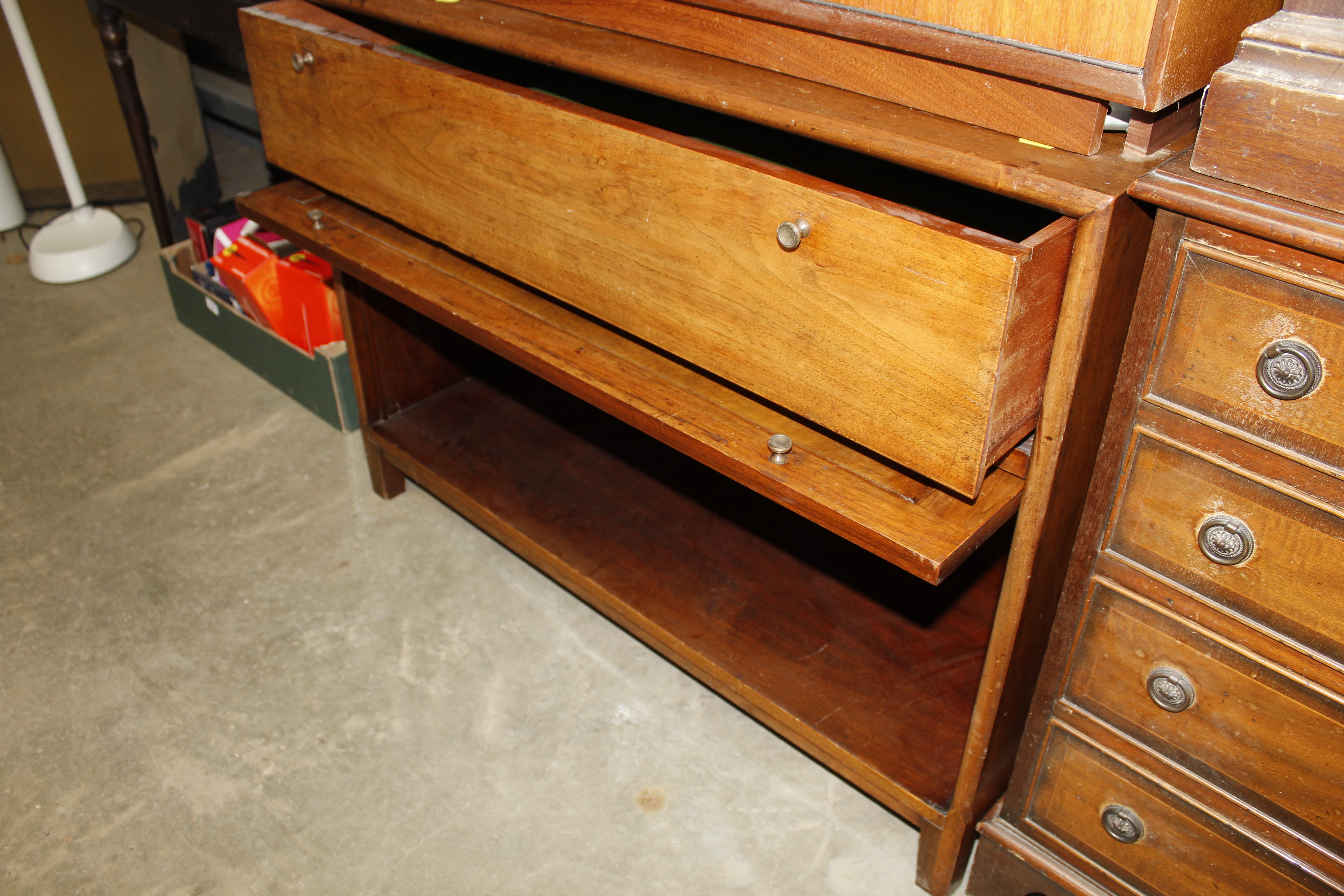 A Ladderax style drop front cabinet and a mahogany cupboard fitted single drawer - Image 3 of 3