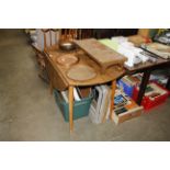 A Formica drop leaf kitchen table