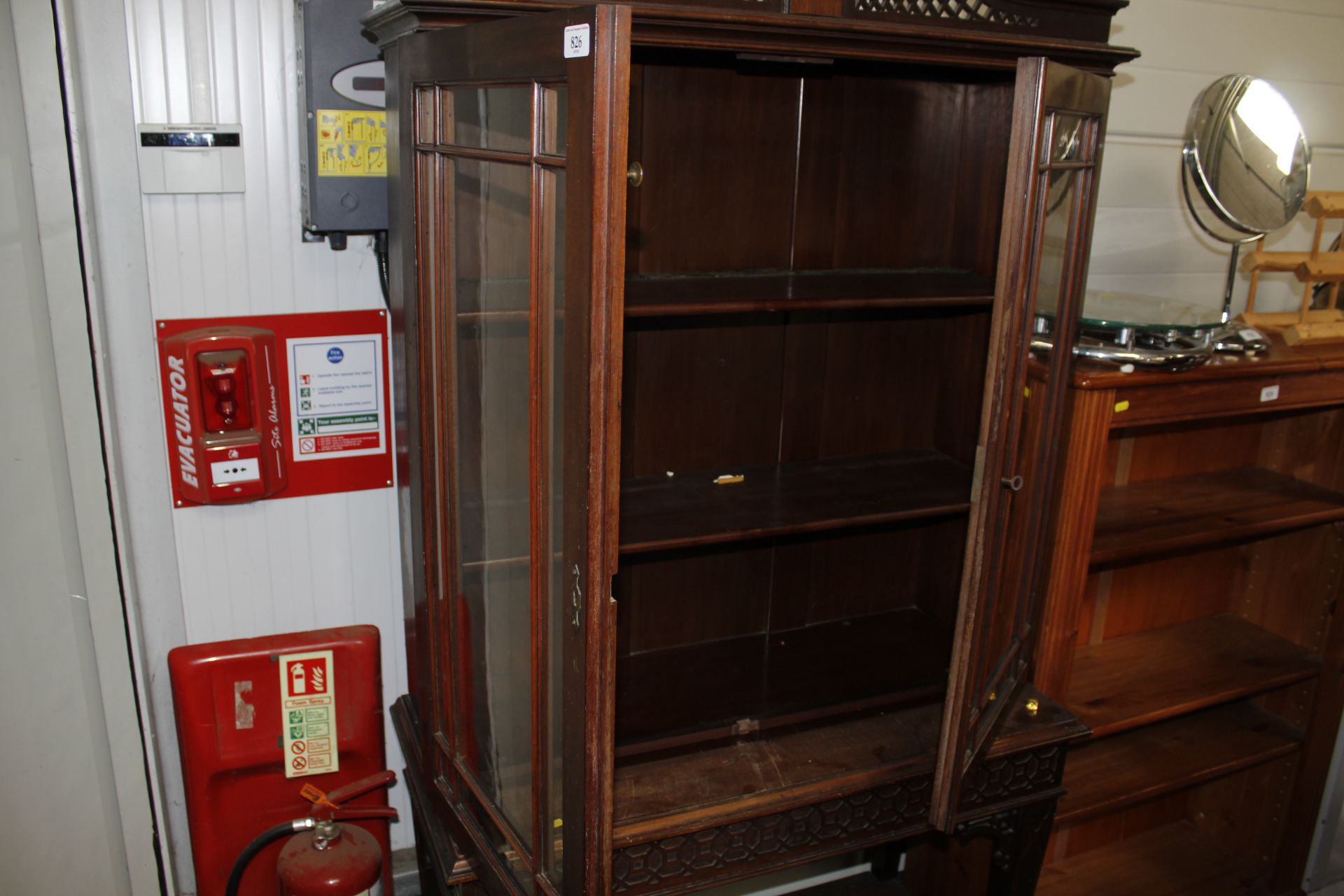 A late Victorian mahogany and glazed cabinet on st - Image 3 of 3