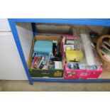 Two boxes containing various craft related items,