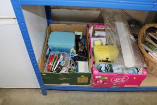 Two boxes containing various craft related items,