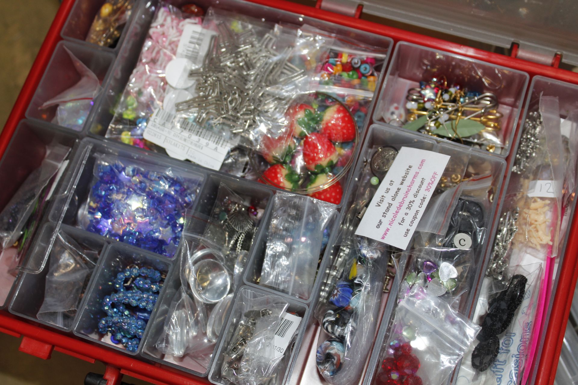 Two boxes of various costume jewellery, making ite - Image 4 of 4