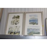 Four watercolour studies contained in two frames