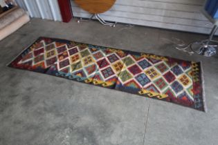 An approx. 9'5 x 2'8" Maimana Kilim runner