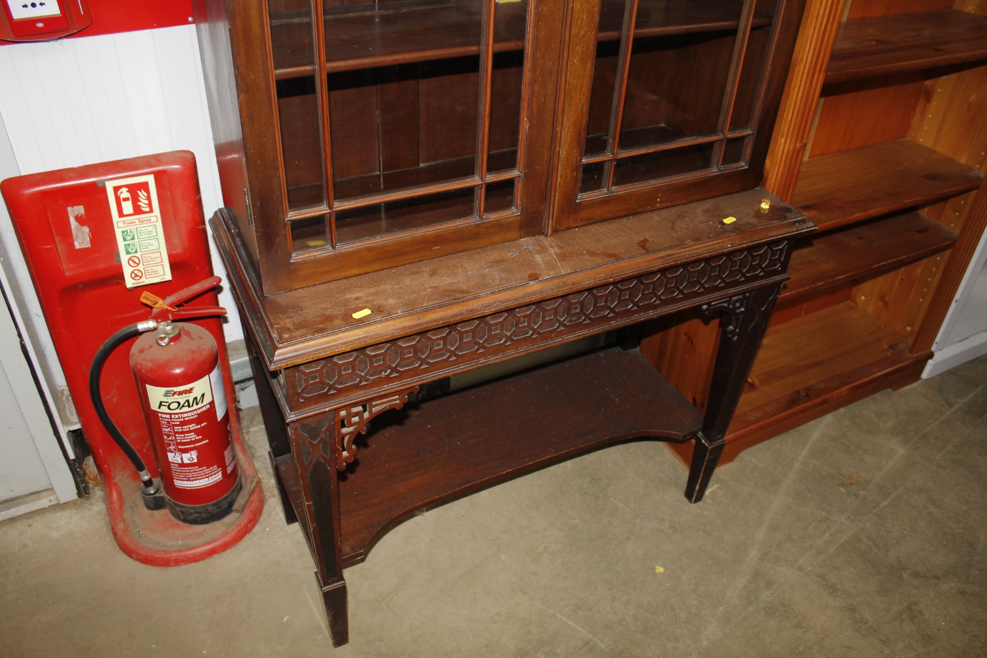 A late Victorian mahogany and glazed cabinet on st - Image 2 of 3