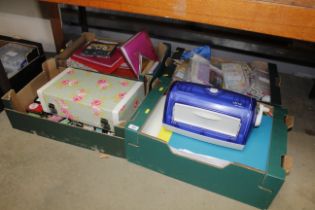 Four boxes containing various craft related items,