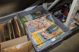 A box of vintage puzzles and games