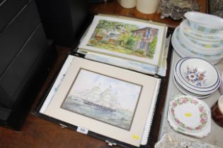 A collection of unframed watercolours