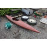 A fibreglass kayak