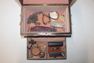 A dome topped jewellery box and contents to includ