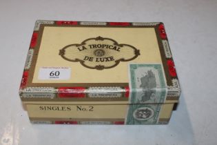 A box containing La Tropical Deluxe cigars