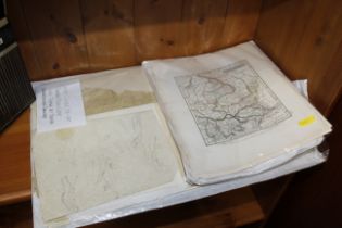 A collection of hand coloured maps and a collectio