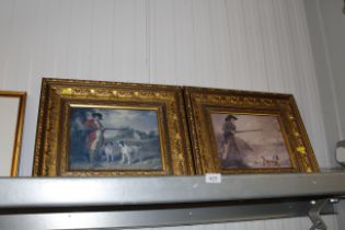 A pair of gilt framed hunting prints