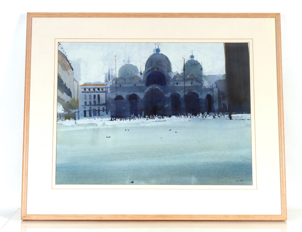 Ian Pott 1936-2014,study of St Marks Square, Venice, signed watercolour 56cm x 73cm - Image 2 of 3