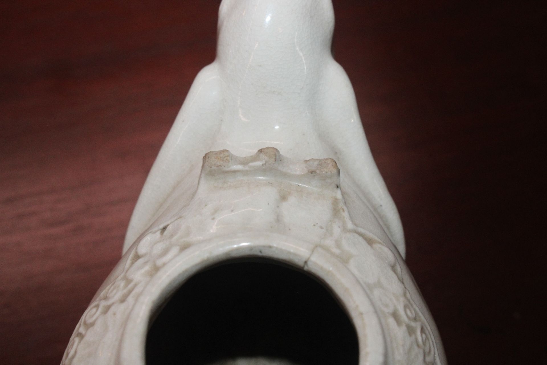 A Chinese blanc de chine water dropper in the form of a water buffalo, having domed detachable - Image 12 of 17