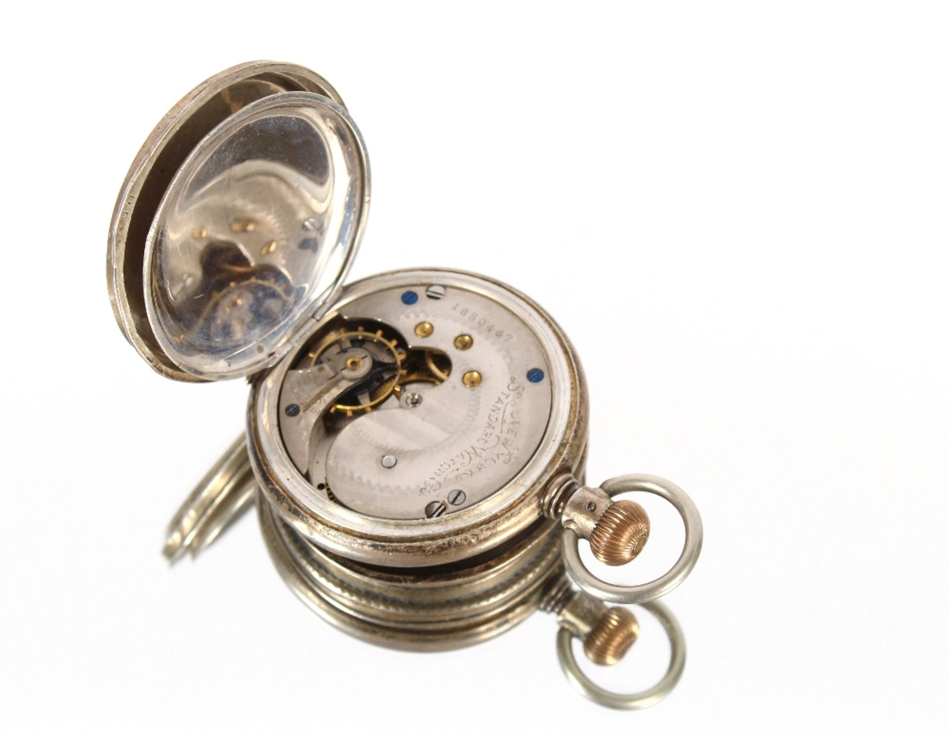 An American Standard Watch Co. of New York silver top wound pocket watch - Image 4 of 5