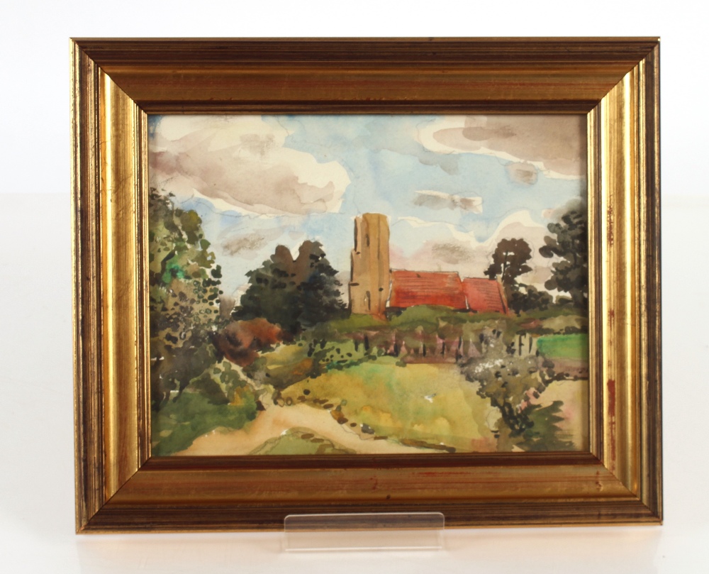 Allan Walton 1891-1948, study of a rural church, watercolour 21.5cm x 28cm - Image 2 of 2